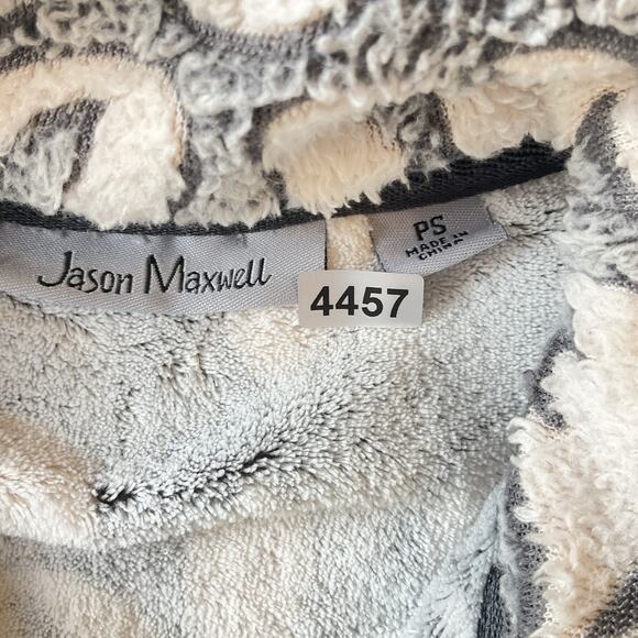 Jason Maxwell Women Jacket Size PS Gray Floral Fleece Long Sleeve Full Zip - Picture 2 of 9